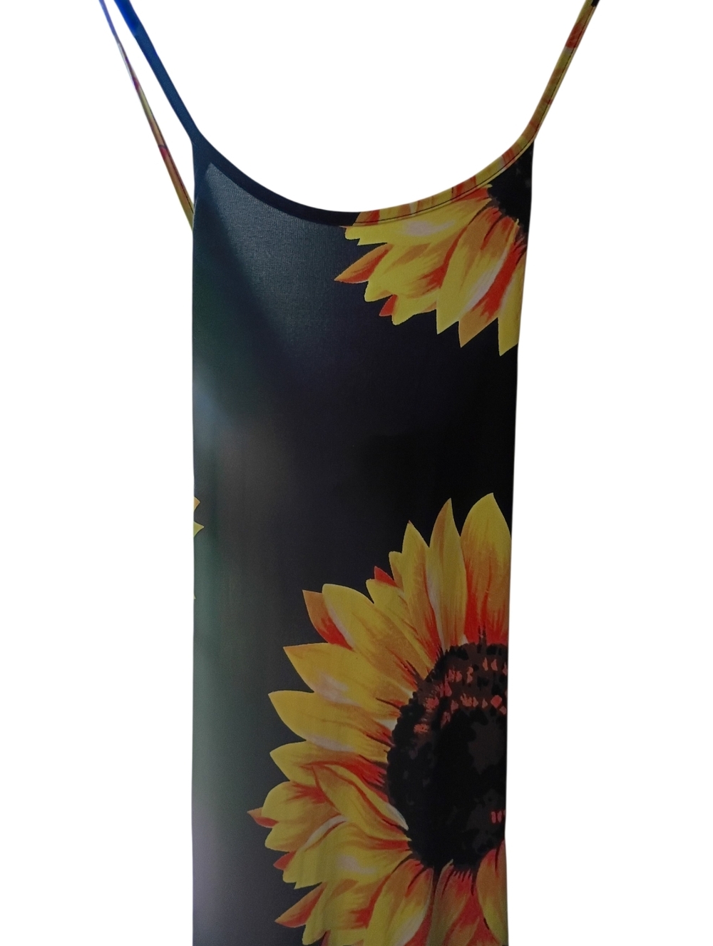 Shein Very Long Sunflower Spaghetti Strap Pencil Dress Size Large - Picture 2 of 6